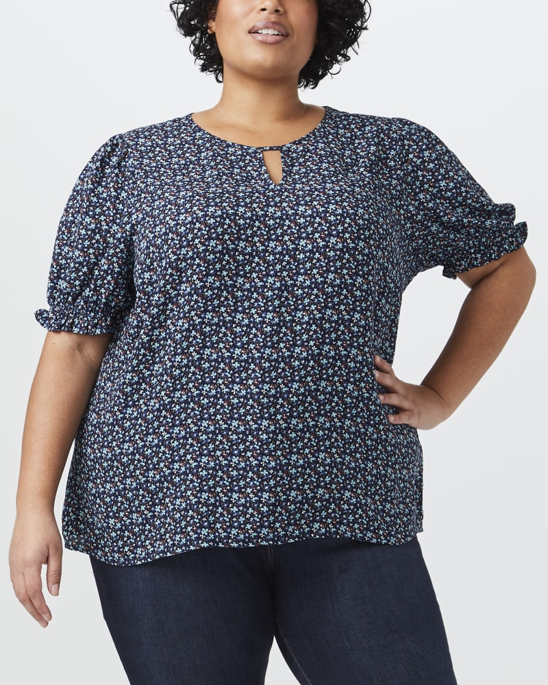 Front of plus size Poppy Puff-Sleeve Floral-Print Blouse by Molly&Isadora | Dia&Co | dia_product_style_image_id:149471